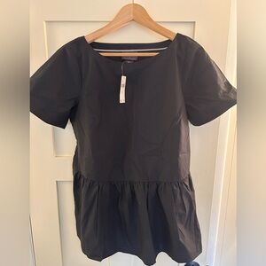 NWT Maeve black cotton oversized peplum top in size small